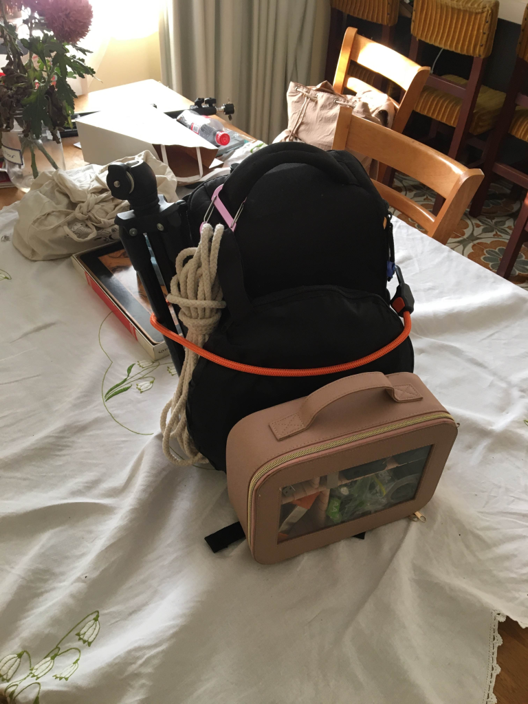 Camera bag rigged & packed