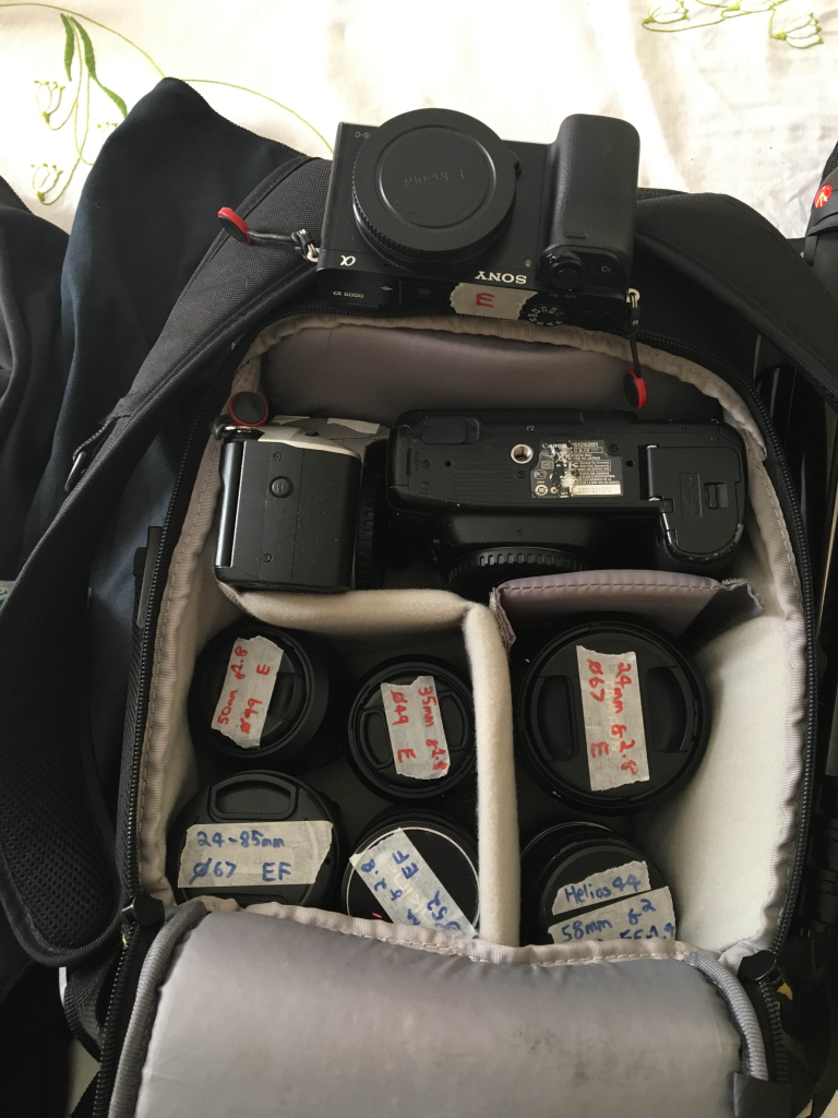 Inside camera bag