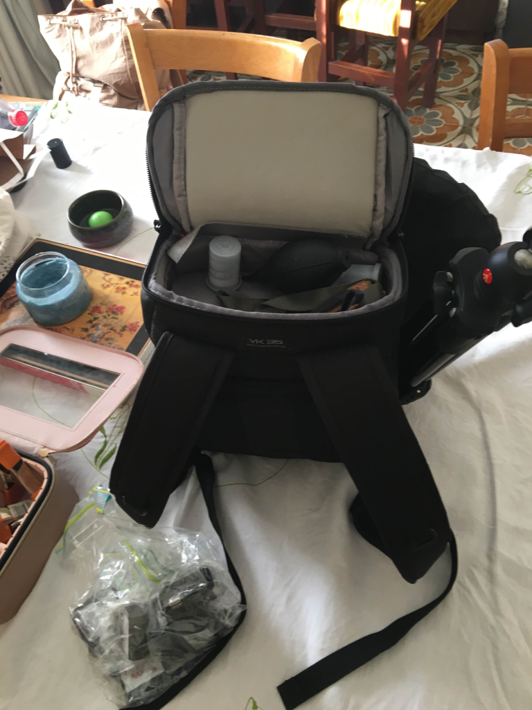 Top pocket of camera bag